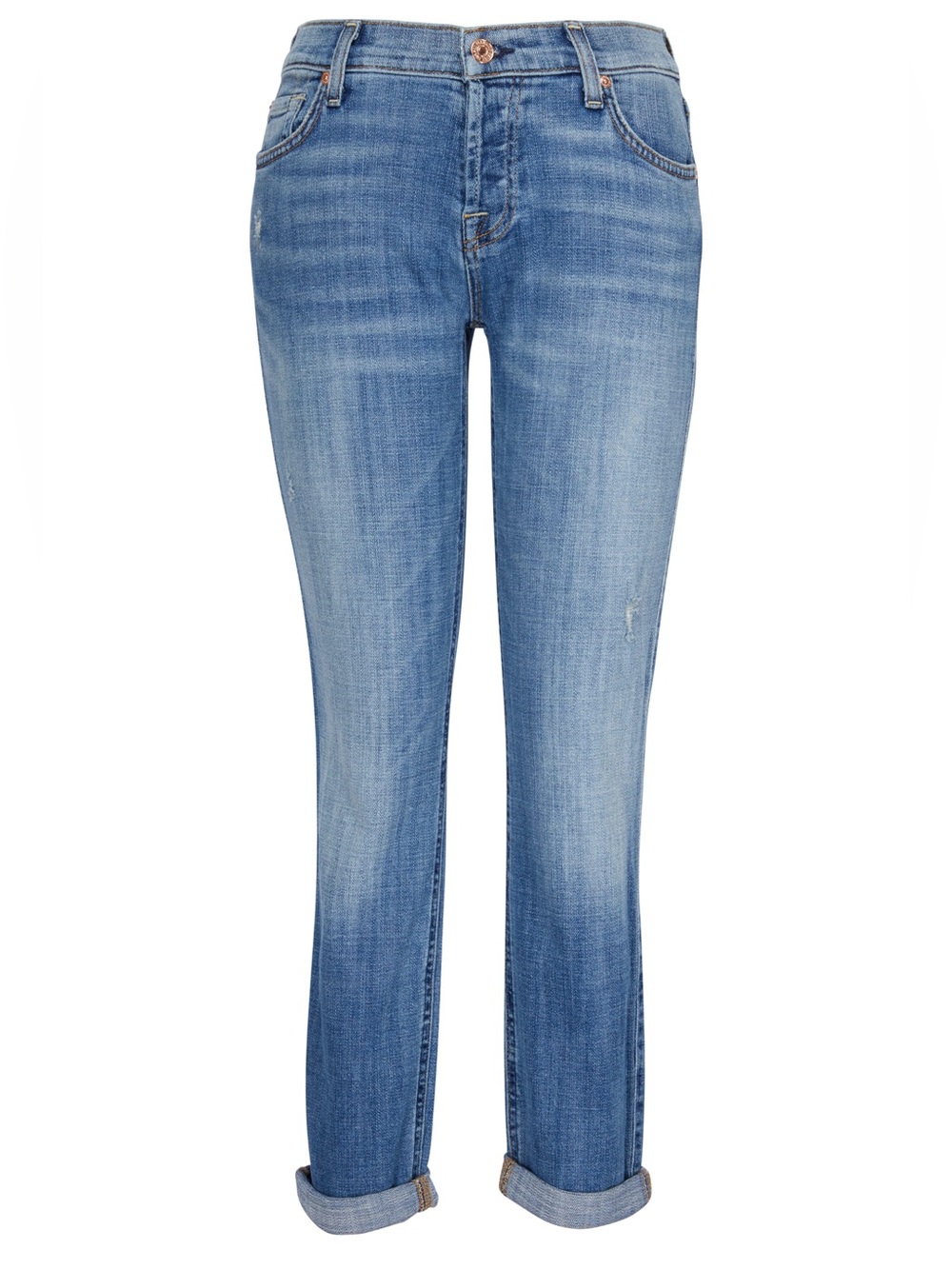 7 For All Mankind Josefina Skinny Boyfriend Jeans in Medium Wash Sz 29 Classic